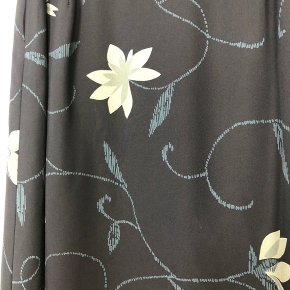 100% Silk Floral Print Midi Skirt Dark Academia Cottagecore Career Casual sz 14 - Picture 3 of 9